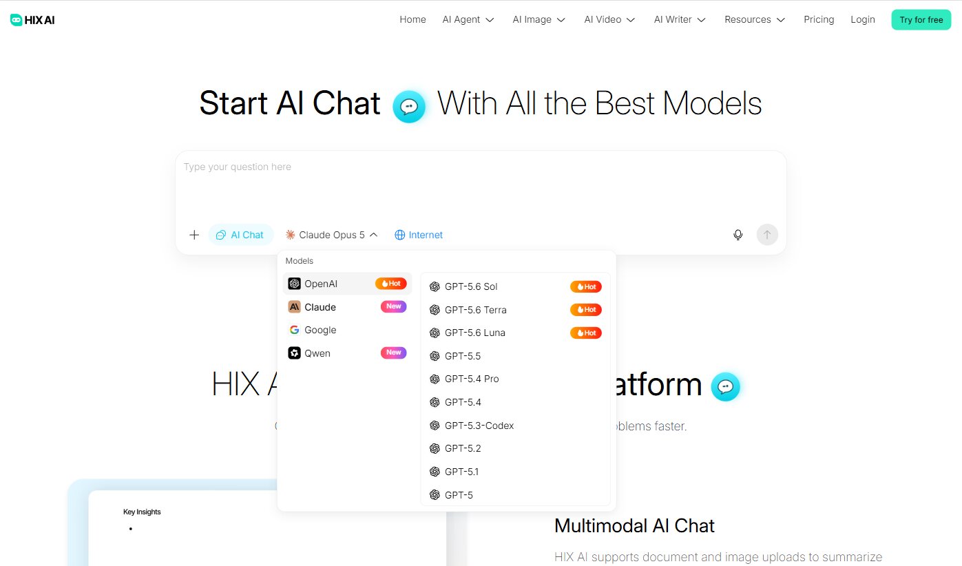 Captura de pantalla del chat de IA de HIX