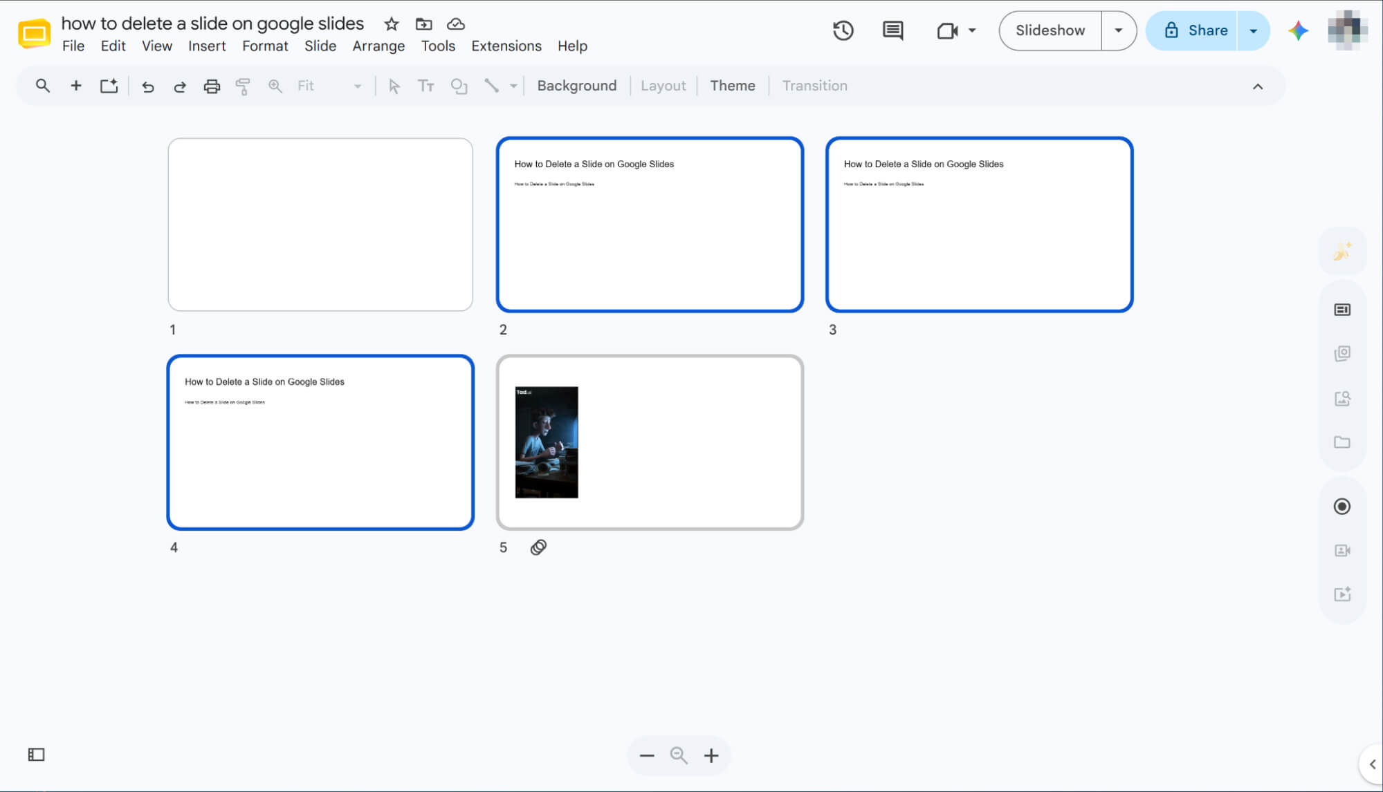 Use 'Shift' to Select Consecutive Slides